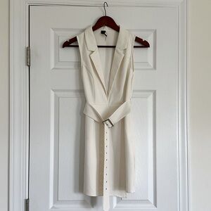 White Blazer Style Sleeveless Dress
